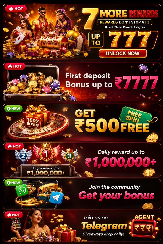 Max7 Game - First deposit bonus promotion showing a bonus of up to ₹777, deposit tiers, reward amounts, and a “Deposit Now” button.